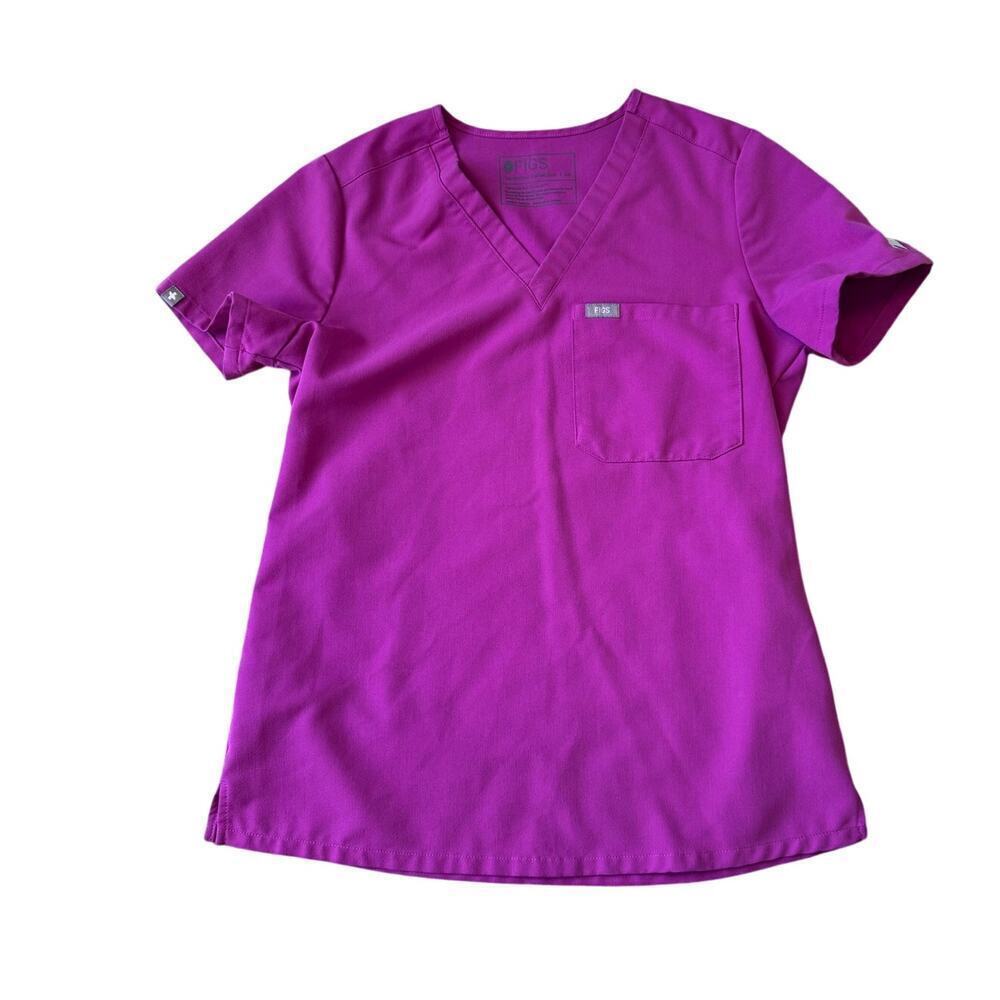FIGS CATARINA Technical Collection One-Pocket Scrub Top, Hot Pink; XS